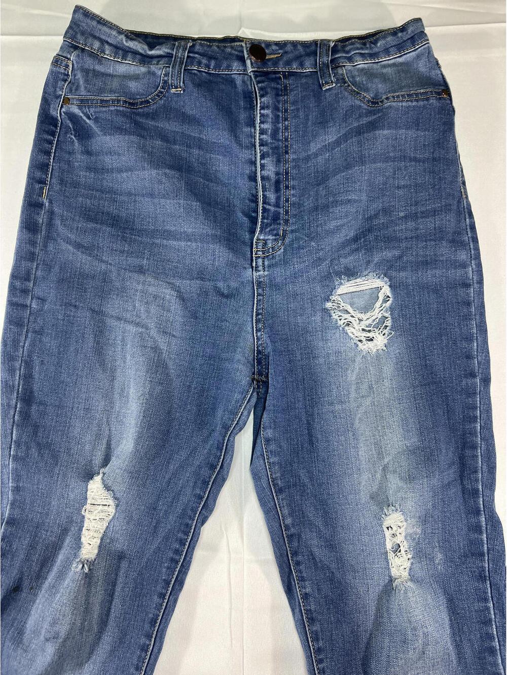 Blue Distressed Denim Jeans